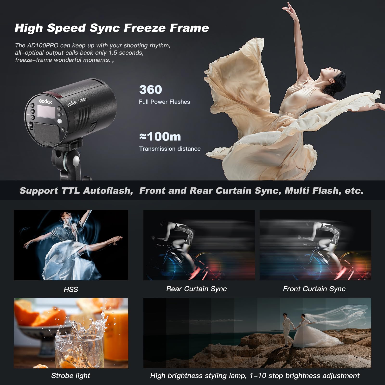 Amazon.com : Godox AD100 Pro with AKR1 kit for Photography